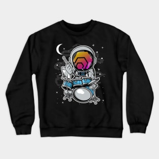 Astronaut Drummer HEX Coin To The Moon HEX Crypto Token Cryptocurrency Blockchain Wallet Birthday Gift For Men Women Kids Crewneck Sweatshirt